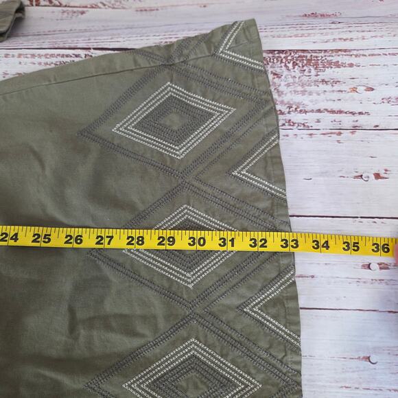 Shukr Tunic Shirt Womens M Olive Green Embroidered Long Sleeve Modest Cotton Top - Picture 11 of 14